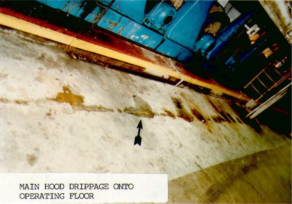 Main Hood Drippage Onto Operating Floor